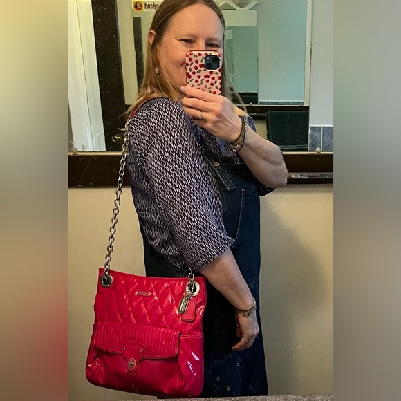 Coach Pink Quilted Shoulder Bag with turn-lock pocket - Picture 16 of 16